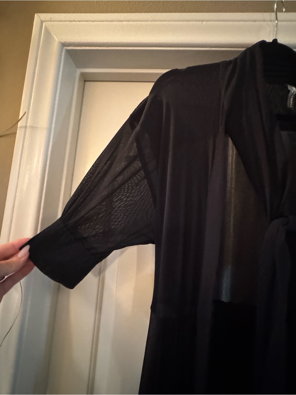 Norma Kamali Sheer Black Chiffon Duster Cardigan
3/4 sleeve - Picture 6 of 8